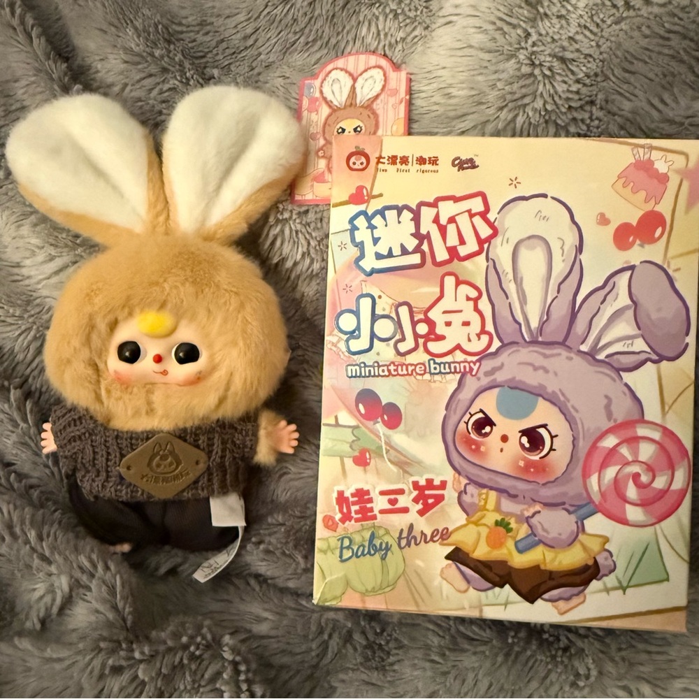 Baby Three Miniature Bunny plush~ Opened box/bag